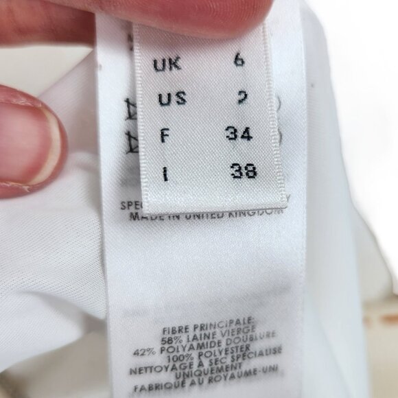 VICTORIA BECKHAM Windowpane Crepe Sheath Dress US 2 UK 6 Wool Short Sleeve Midi - Picture 8 of 9